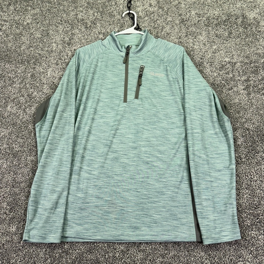 Guide Gear Shirt Mens Medium Blue Green 1/4 Zip Long Sleeve Insect Shield Hiking
